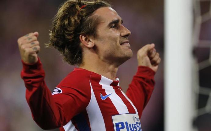 Antoine Griezmann jubelt über sein Tor zur 1:0-Führung für Atlético Madrid. Foto: Paul White