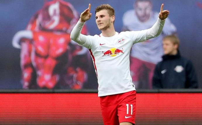 «Wir wollen alle in die Champions League» - Leipzigs Timo Werner jubelt nach dem Treffer zum 2:0. Foto: Jan Woitas