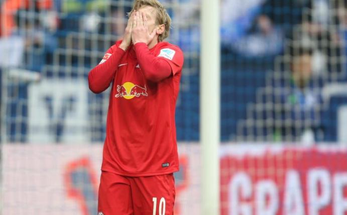 Leipzigs Emil Forsberg ärgerte sich über eine vergebene Torchance. Foto: Ina Fassbender