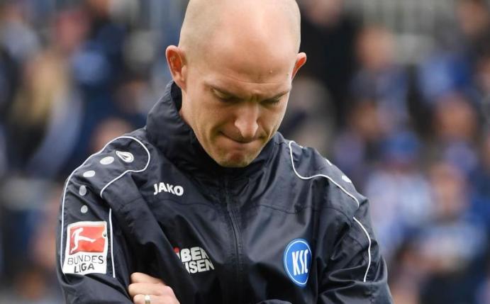 Trainer Marc-Patrick Meister muss mit dem KSC den Gang in die 3. Liga antreten. Foto: Uli Deck