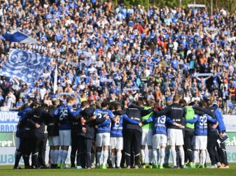 Die Spieler des SV Darmstadt 98 feiern mit ihren Fans. Foto: Arne Dedert Die Spieler des SV Darmstadt 98 feiern mit ihren Fans. Foto: Arne Dedert