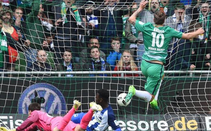 Werder-Stürmer Max Kruse traf auch gegen Hertha BSC. Foto: Carmen Jaspersen