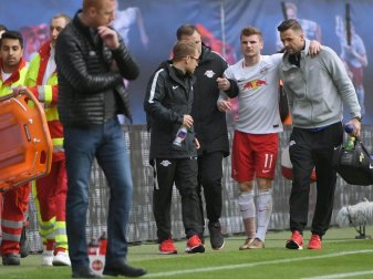 Leipzigs Torjäger Timo Werner hatte sich gegen Ingolstadt eine schwere Prellung am rechten Sprunggelenk zugezogen. Foto: Hendrik Schmidt Leipzigs Torjäger Timo Werner hatte sich gegen Ingolstadt eine schwere Prellung am rechten Sprunggelenk zugezogen. Foto: Hendrik Schmidt