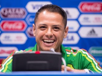 Mexikos Rekordtorschütze Javier 'Chicharito' Hernandez hat Vertrauen in sich und seine Teamkollegen. Foto: Marius Becker Mexikos Rekordtorschütze Javier 'Chicharito' Hernandez hat Vertrauen in sich und seine Teamkollegen. Foto: Marius Becker