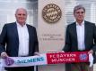 Uli Hoeneß verkünbdet mit dem Vorstandsvorsitzenden der Siemens AG Joe Kaeser (r) die offizielle Partnerschaft. Foto: Sven Hoppe