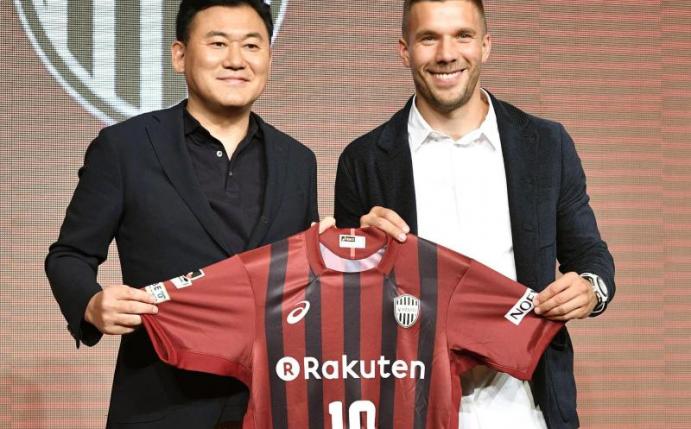 Lukas Podolski wird Ende Juli sein Debüt für seinen neuen Verein Vissel Kobe geben. Foto: kyodo