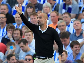 Das Team von Pep Guardiola gewann 2:0 gegen Aufsteiger Brighton. Foto: Gareth Fuller Das Team von Pep Guardiola gewann 2:0 gegen Aufsteiger Brighton. Foto: Gareth Fuller