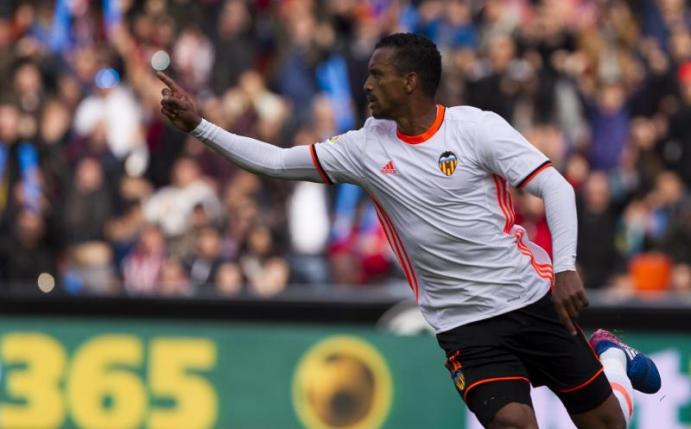 Steht kurz vor einem Wechsel zu Lazio Rom: Nani vom FC Valencia jubelt. Foto: Jose Miguel Fernandez De Velasco