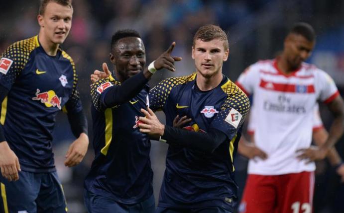 Naby Keita und Timo Werner schossen RB Leipzig zum Auswärtssieg. Foto: Daniel Reinhardt