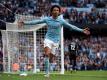 Leroy Sane von Manchester City jubelt über sein Tor zum 1:0 gegen Crytal Palace. City siegte locker mit 5:0. Foto: Nick Potts