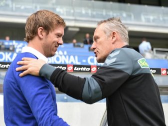 Trainer Julian Nagelsmann trifft mit 1899 Hoffenheim am Sonntag auf Trainer Christian Streich mit dem SC Freiburg. Foto: Uwe Anspach Trainer Julian Nagelsmann trifft mit 1899 Hoffenheim am Sonntag auf Trainer Christian Streich mit dem SC Freiburg. Foto: Uwe Anspach