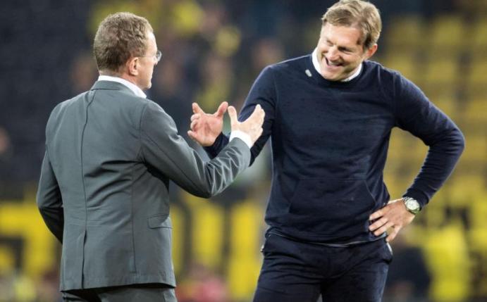 Arbeiten erfolgreich bei RB Leizig: Sportdirektor Ralf Rangnick (l) und Trainer Ralph Hasenhüttl. Foto: Bernd Thissen