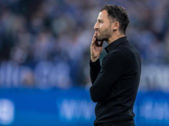 Schalkes Trainer Domenico Tedesco geht das Spiel gegen den Drittligisten Wehen-Wiesbaden mit dem nötigen Ernst an. Foto: Guido Kirchner Schalkes Trainer Domenico Tedesco geht das Spiel gegen den Drittligisten Wehen-Wiesbaden mit dem nötigen Ernst an. Foto: Guido Kirchner