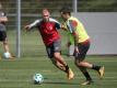 Holger Badstuber (l.) droht wegen einer Oberschenkelverletzung gegen Freiburg auszufallen. Foto: Marijan Murat