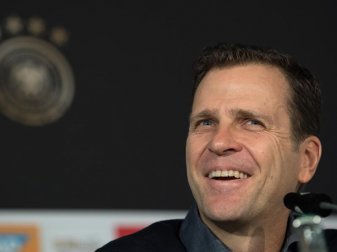 Teammanager Oliver Bierhoff bei der Pressekonferenz in Berlin. Foto: Soeren Stache