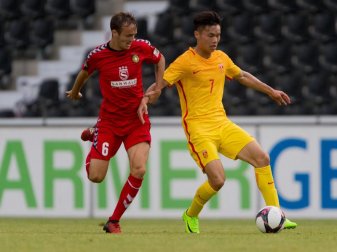 Bereits im Juni stand sich Chinas U20 mit Drittligist SG Sonnenhof Grossaspach gegenüber. Foto: Daniel Maurer