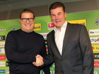 Sportdirektor Eberl (l.) ist zufrieden mit Coach Hecking Sportdirektor Eberl (l.) ist zufrieden mit Coach Hecking
