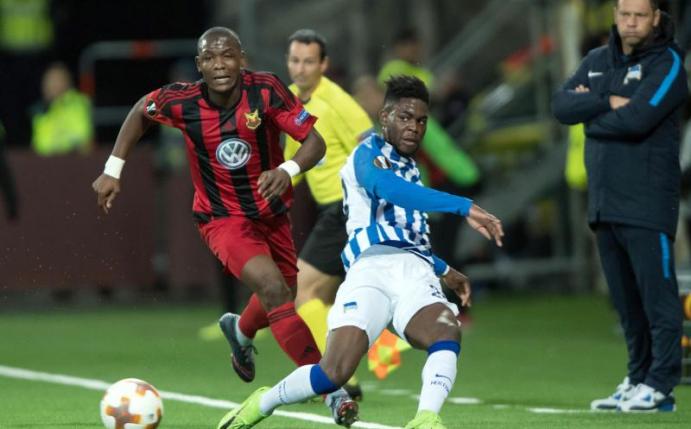 Jordan Torunarigha sah gegen Leipzig nach einer Notbremse gegen Timo Werner die Rote Karte. Foto: Soeren Stache