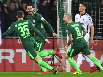 Werder Bremen steht durch den Sieg gegen Freiburg im Viertelfinale des DFB-Pokals. Foto: Carmen Jaspersen Werder Bremen steht durch den Sieg gegen Freiburg im Viertelfinale des DFB-Pokals. Foto: Carmen Jaspersen