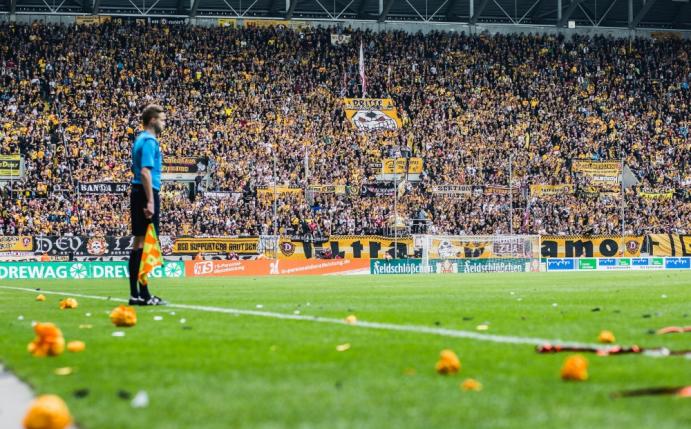 Im Stadion der Dresdner wird neuer Rasen verlegt