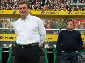 Max Eberl (r.) will mit Dieter Hecking verlängern Max Eberl (r.) will mit Dieter Hecking verlängern