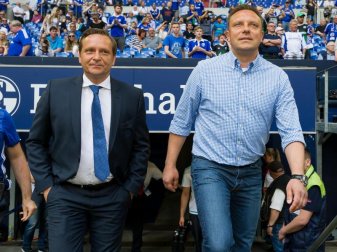 Horst Heldt (l) als Sportdirektor und 96-Trainer André Breitenreiter kehren erstmals nach Gelsenkirchen zurück. Foto: Guido Kirchner Horst Heldt (l) als Sportdirektor und 96-Trainer André Breitenreiter kehren erstmals nach Gelsenkirchen zurück. Foto: Guido Kirchner