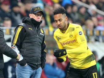 BVB-Trainer Peter Stöger setzt wieder auf Pierre-Emerick Aubameyang. Foto: Thomas Frey BVB-Trainer Peter Stöger setzt wieder auf Pierre-Emerick Aubameyang. Foto: Thomas Frey