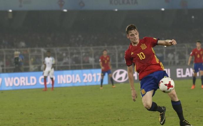 Sergio Gomez im Trikot der spanischen U17-Auswahl. Foto: Anupam Nath