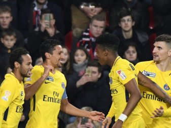 PSG feiert das 2:0 von Marquinhos PSG feiert das 2:0 von Marquinhos