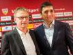 VfB-Sportvorstand Michael Reschke (l) und der neue Trainer Tayfun Korkut. Foto: Christoph Schmidt