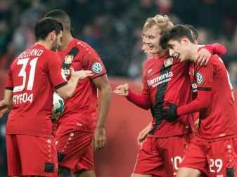 Bayer Leverkusen steht nach dem 4:2 gegen Werder Bremen im Pokal-Halbfinale. Foto: Federico Gambarini Bayer Leverkusen steht nach dem 4:2 gegen Werder Bremen im Pokal-Halbfinale. Foto: Federico Gambarini