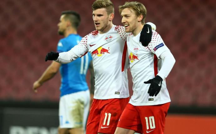 Bei Timo Werner (l) und Emil Forsberg war der Jubel groß