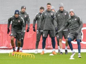 Die Bayern-Spieler beim Abschlusstraining. Foto: Matthias Balk Die Bayern-Spieler beim Abschlusstraining. Foto: Matthias Balk