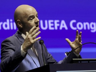 FIFA-Präsident Gianni Infantino beim UEFA-Kongress in Bratislava. Foto: Roland Zak FIFA-Präsident Gianni Infantino beim UEFA-Kongress in Bratislava. Foto: Roland Zak