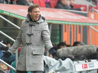 Trainer Julian Nagelsmann freut sich über den Sieg seiner Hoffenheimer. Foto: Stefan Puchner Trainer Julian Nagelsmann freut sich über den Sieg seiner Hoffenheimer. Foto: Stefan Puchner