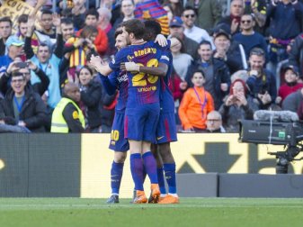 Lionel Messi (l) und seine Teamkollegen jubeln über das Tor zum 2:0. Foto: Gtres/gtres Lionel Messi (l) und seine Teamkollegen jubeln über das Tor zum 2:0. Foto: Gtres/gtres