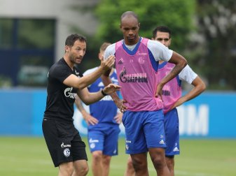 S04-Trainer Domenico Tedesco (l.) mit Abwehrchef Naldo S04-Trainer Domenico Tedesco (l.) mit Abwehrchef Naldo