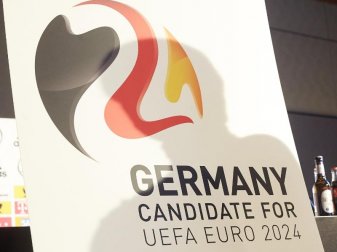 Das Logo der deutschen Kandidatur für die EM 2024. Foto: Thomas Frey Das Logo der deutschen Kandidatur für die EM 2024. Foto: Thomas Frey