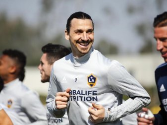 Zlatan Ibrahimović absolvierte seine erste Trainingseinheit für Los Angeles Galaxy. Foto: Ringo H.W. Chiu