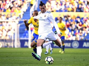 Reals Gareth Bale mit einem Torabschluss. Beim 3:0 Sieg trug sich Bale zweifach in die Torschützenliste ein. Foto: Lucas de Leon/AP