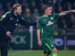 Lenker und Torjäger vereint: Werder-Coach Florian Kohlfeldt (l) und Angreifer Max Kruse. Foto: Axel Heimken