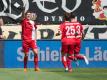 Fortunas Florian Neuhaus (l) jubelt nach seinem Tor zum 0:1 bei Dynamo Dresden. Foto: Sebastian Kahnert