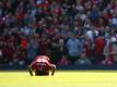 Liverpools Mohamed Salah kniet auf dem Boden nach seinem Tor. Foto: Dave Thompson/PA Wire