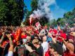Die Liverpool-Fans feierten schon vor dem Anpfiff in Kiew. Foto: Vegard Wivestad Gr¯tt/Bildbyran via ZUMA Press