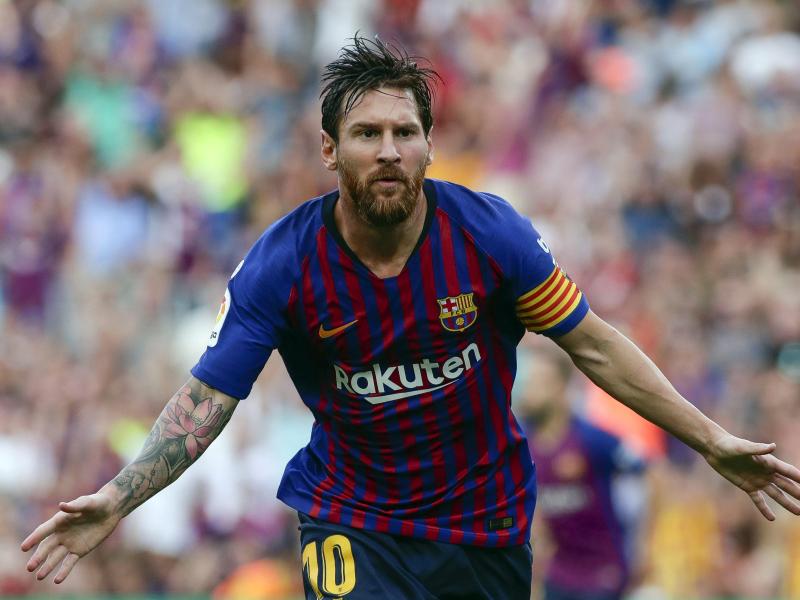 Lionel Messi feierte mit dem FC Barcelona einen Kantersieg. Foto: Eric Alonso/AP