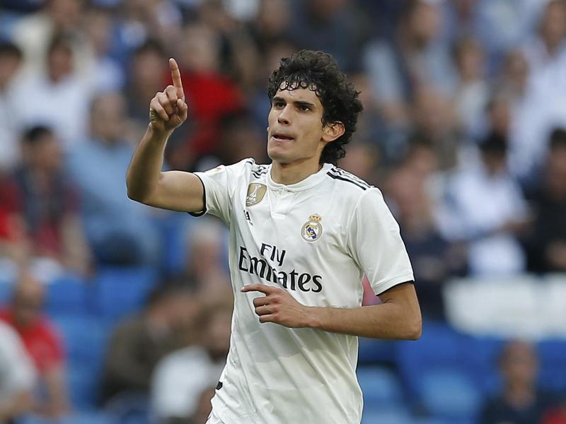 Jesus Vallejo von Real Madrid jubelt über sein Tor - Königliche gewinnen 3:2. Foto: Paul White/AP