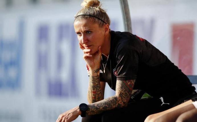 Sieht in US-Star Megan Rapinoe «ein Vorbild für viele»: Anja Mittag. Foto: Josefine Loftenius/Bildbyran via ZUMA Press