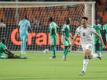 Algeriens Baghdad Bounedjah jubelt über den Siegtreffer im Finale des Afrika Cups. Foto: Oliver Weiken