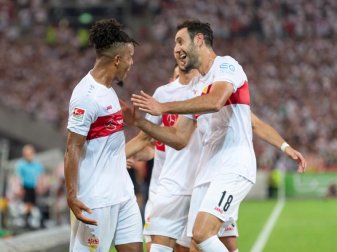 Stuttgartss Daniel Didavi (l) jubelt nach dem Tor zum 2:0 mit der Mannschaft. Foto: Daniel Maurer Stuttgartss Daniel Didavi (l) jubelt nach dem Tor zum 2:0 mit der Mannschaft. Foto: Daniel Maurer