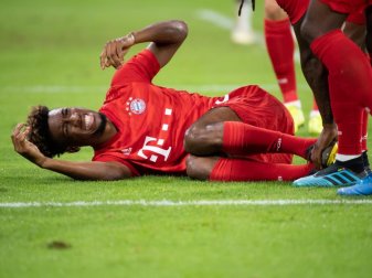 Bayern Münchens Kingsley Coman hat sich eine Knieprellung zugezogen. Foto: Sven Hoppe Bayern Münchens Kingsley Coman hat sich eine Knieprellung zugezogen. Foto: Sven Hoppe